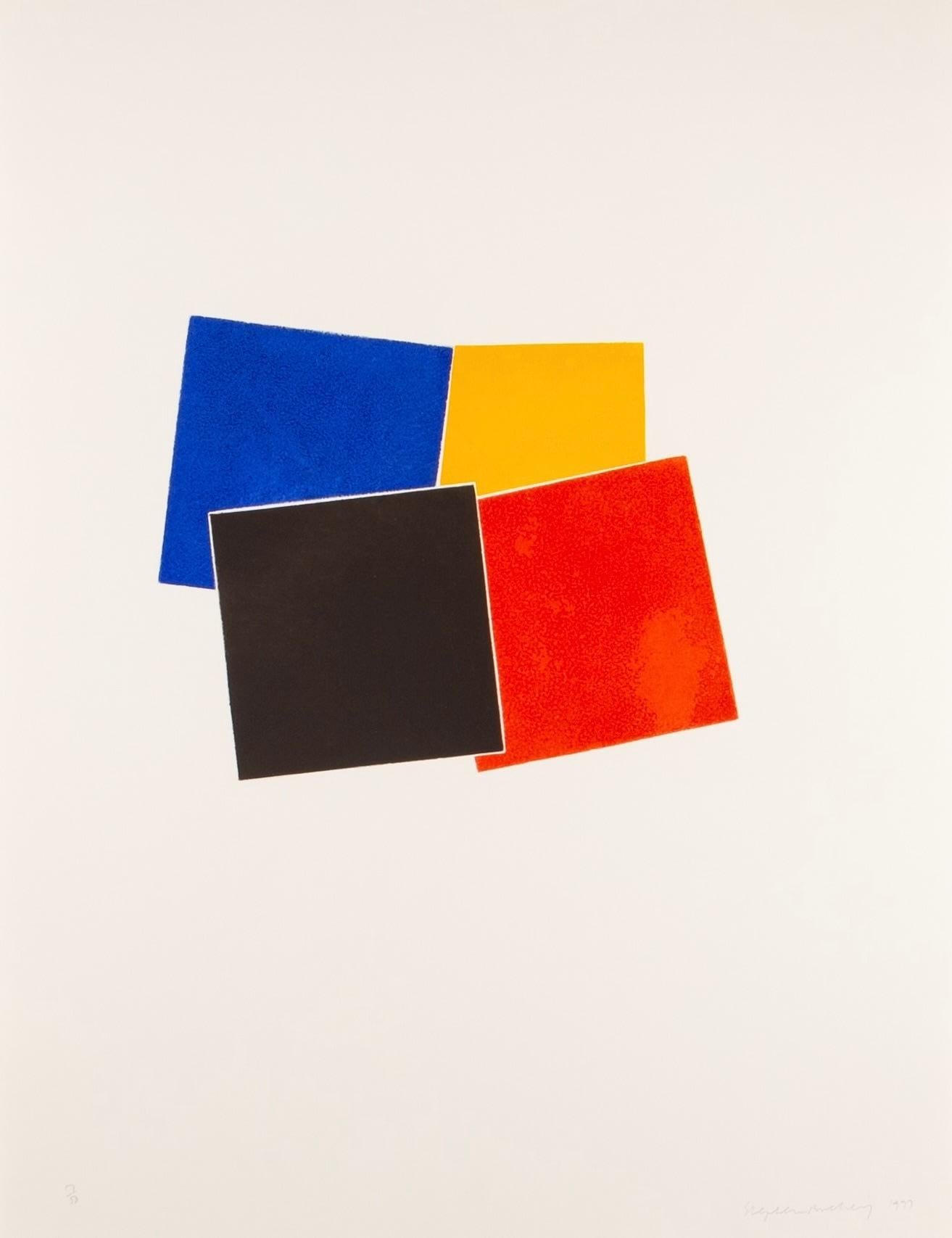 Unknown Abstract Print - Untitled (Coloured Squares) by Stephen Buckley, 1999