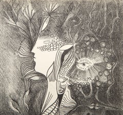 Surrealistische Lithographie ohne Titel aus Le Surrealisme en 1947, Serge Brignoni, Surrealistische Lithographie