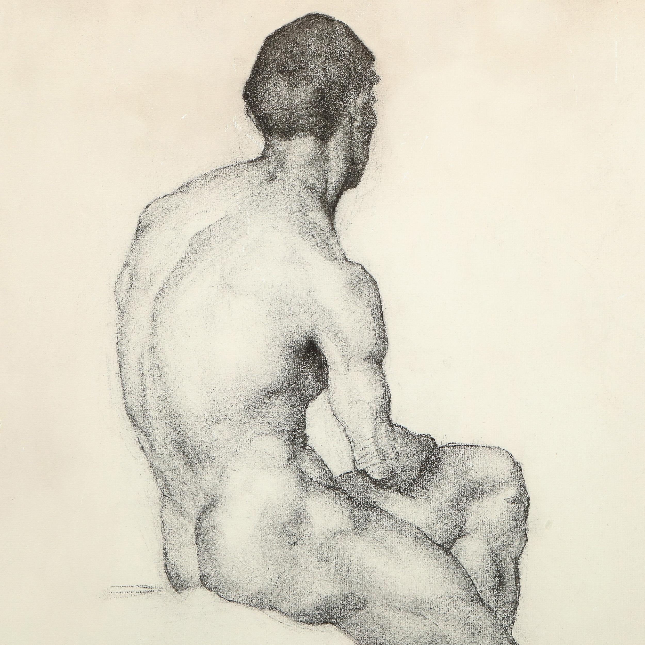 Untitled (Male Nude) - Realist Print by Unknown