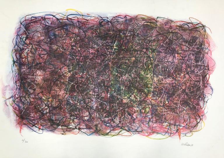 Untitled Multicolored Abstract Curved Linear Lithograph Edition 2 300