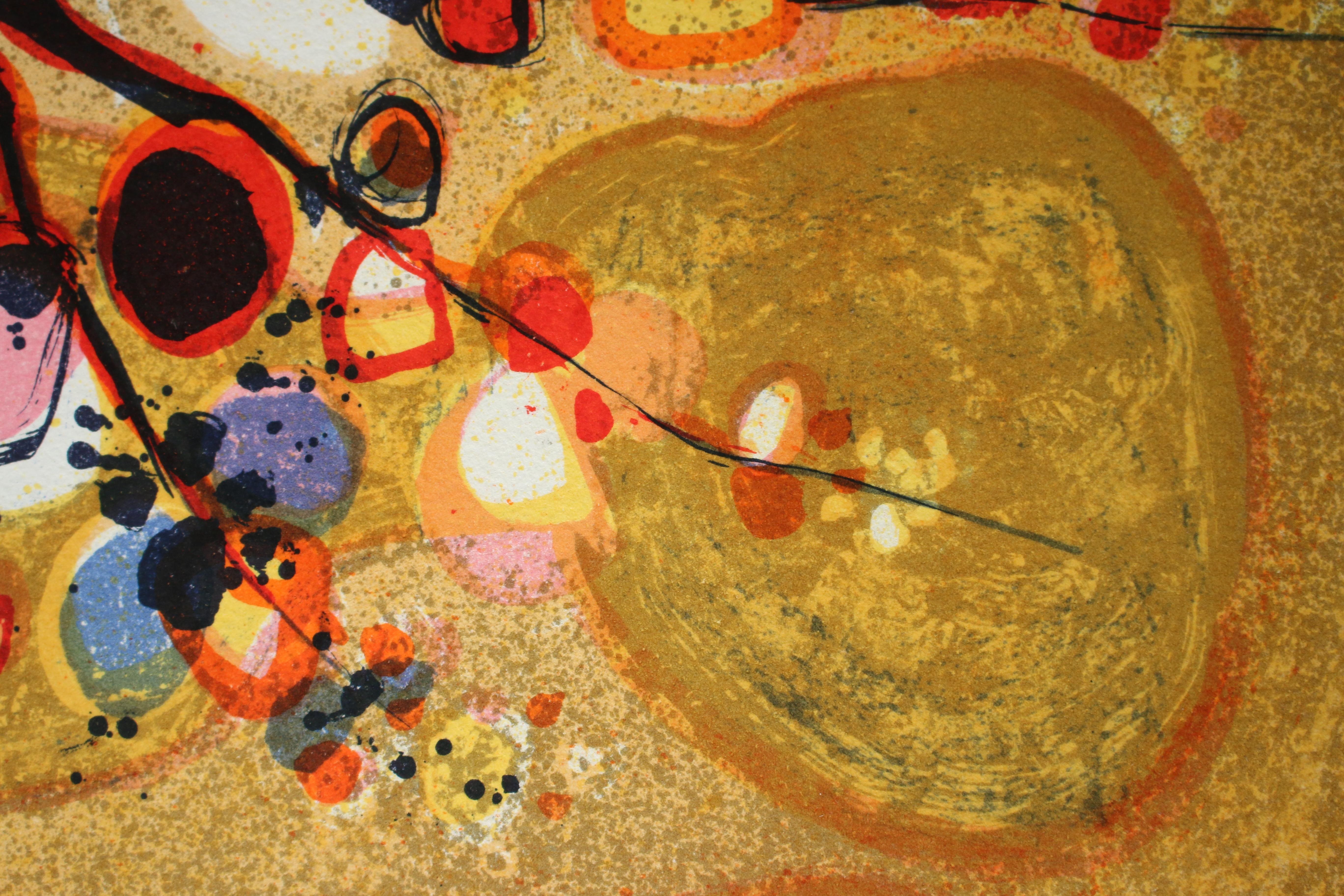 Ohne Titel: Gelb-orangefarbenes Tablett-Stillleben (Ausgabe 206/260) (Orange), Abstract Print, von Unknown
