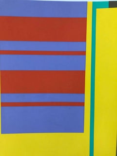 Sin título: Impresión abstracta en amarillo, naranja, verde, azul y morado (Edición 21/200)