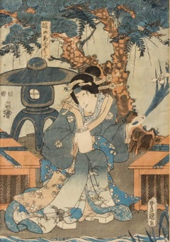 Utagawa Kunisada (1786-1865) - Woodblock giapponese della fine del XIX secolo, L'attrice