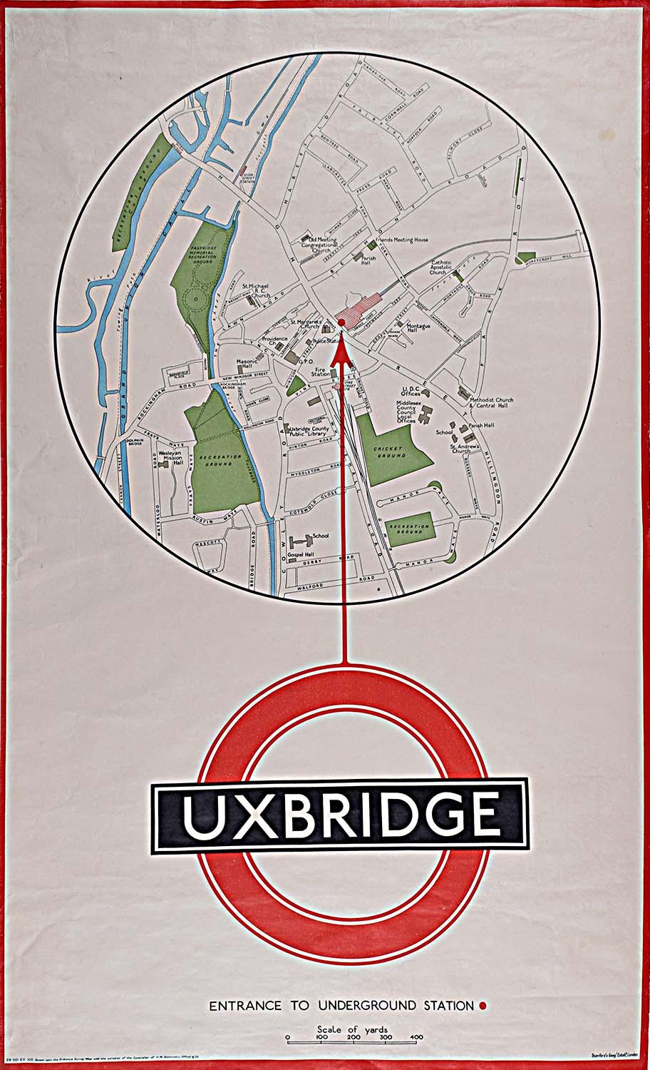 Unknown Uxbridge Tube Station Map London Underground Transport Poster