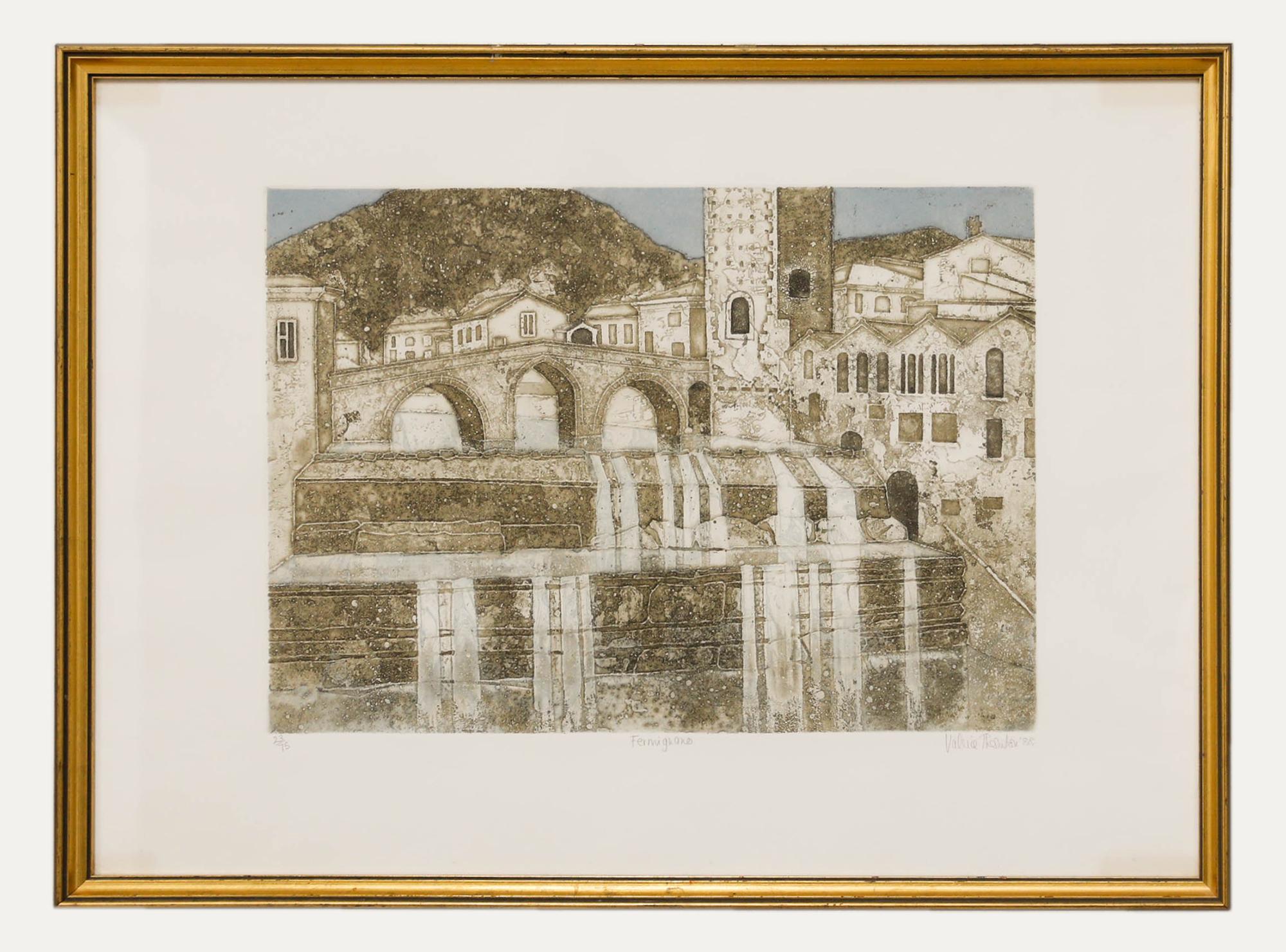 Valerie Thornton (1931-1991) - Framed 20th Century Aquatint, Fermignano