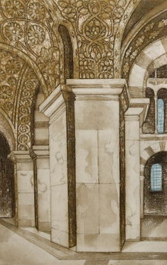Valerie Thornton - Framed 20th Century Aquatint, Aachen Interior