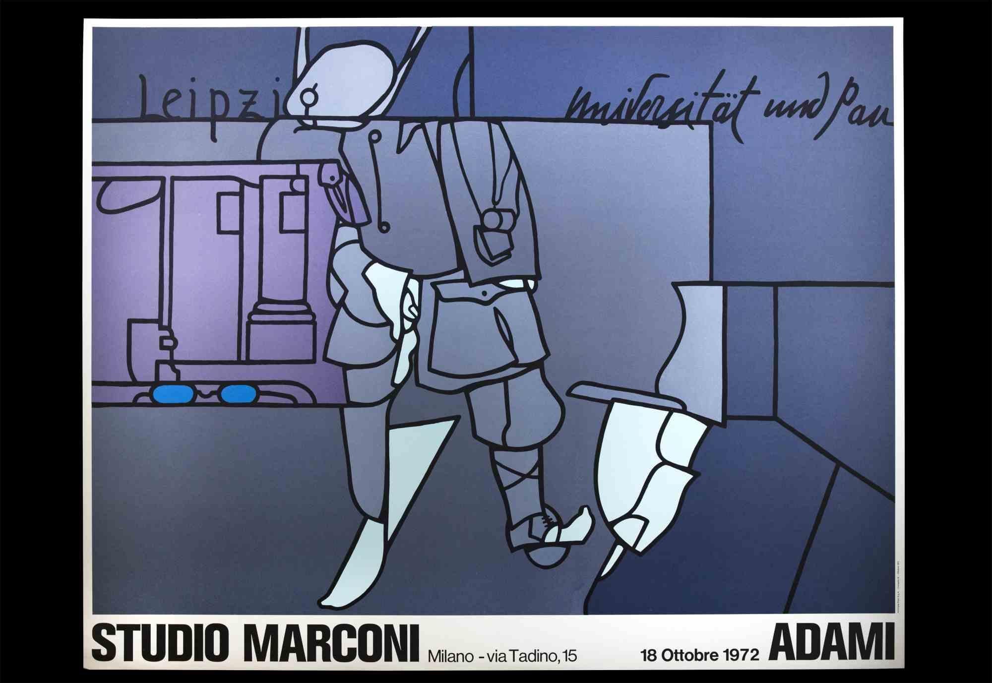 Valerio Adami-Poster-Ausstellung – Offset- und Paraventdruck – 1972