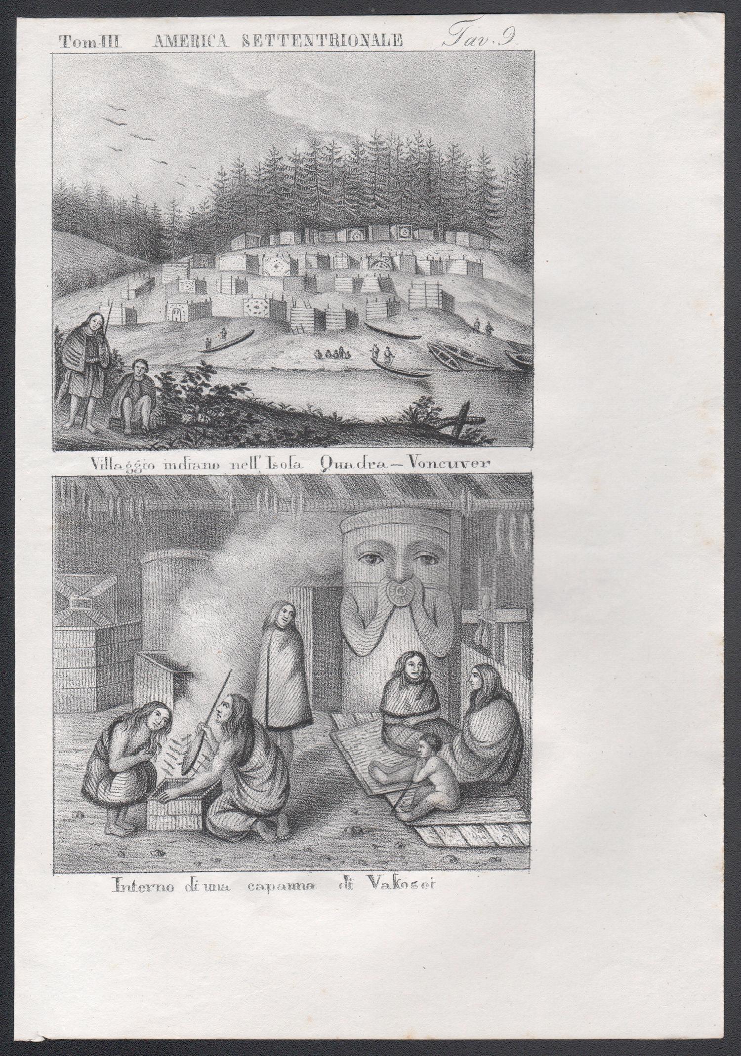 Quadra, île de Vancouver, Canada, Amérique du Nord, lithographie du milieu du XIXe siècle. - Print de Unknown