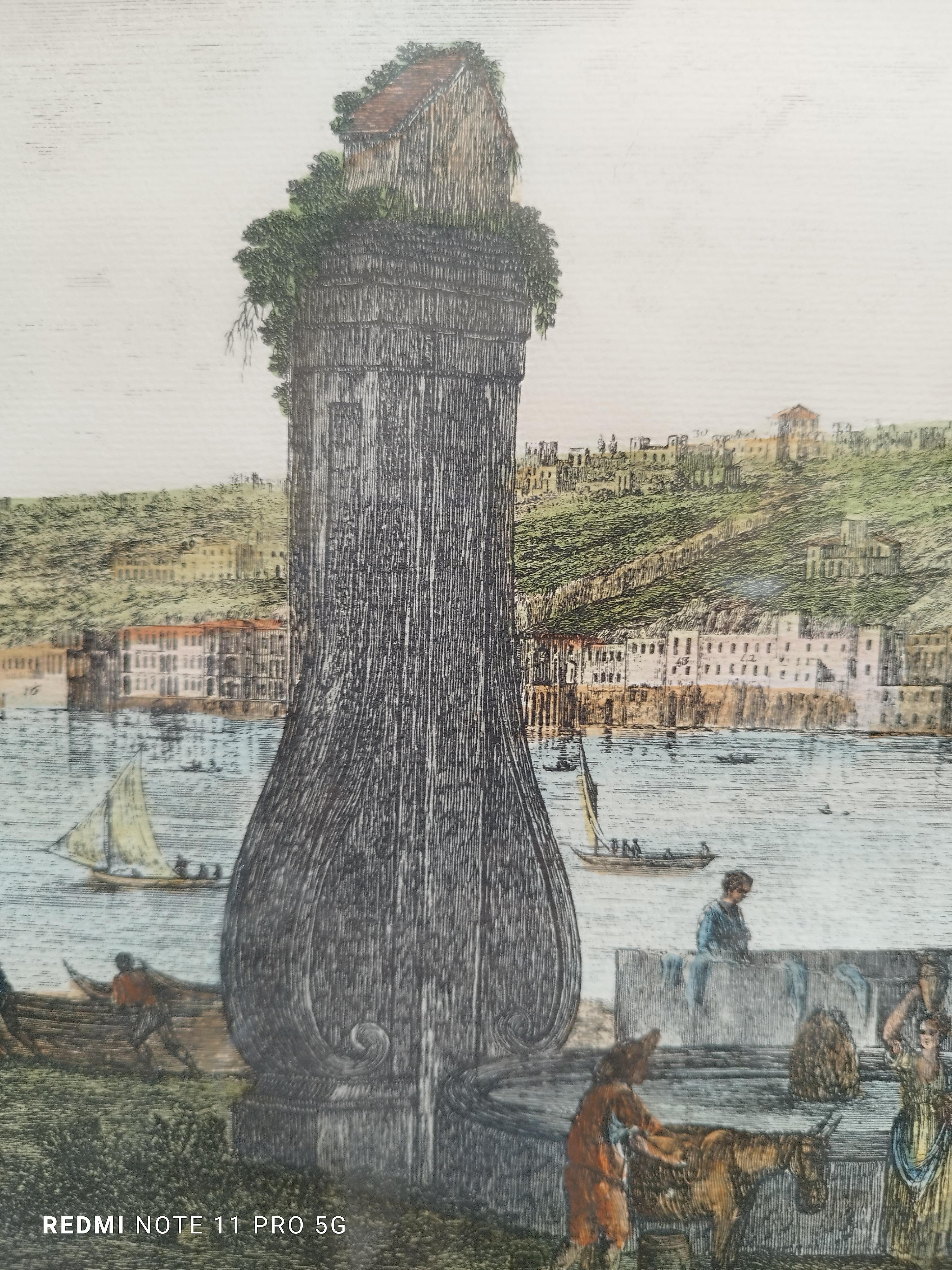 Hand-colored print of the engraving by Antoine Alexandre Joseph Cardon  of the original painting by Gabriele Ricciardelli. Edizioni Pontevecchio. Lily logo and a brush with the inscription 