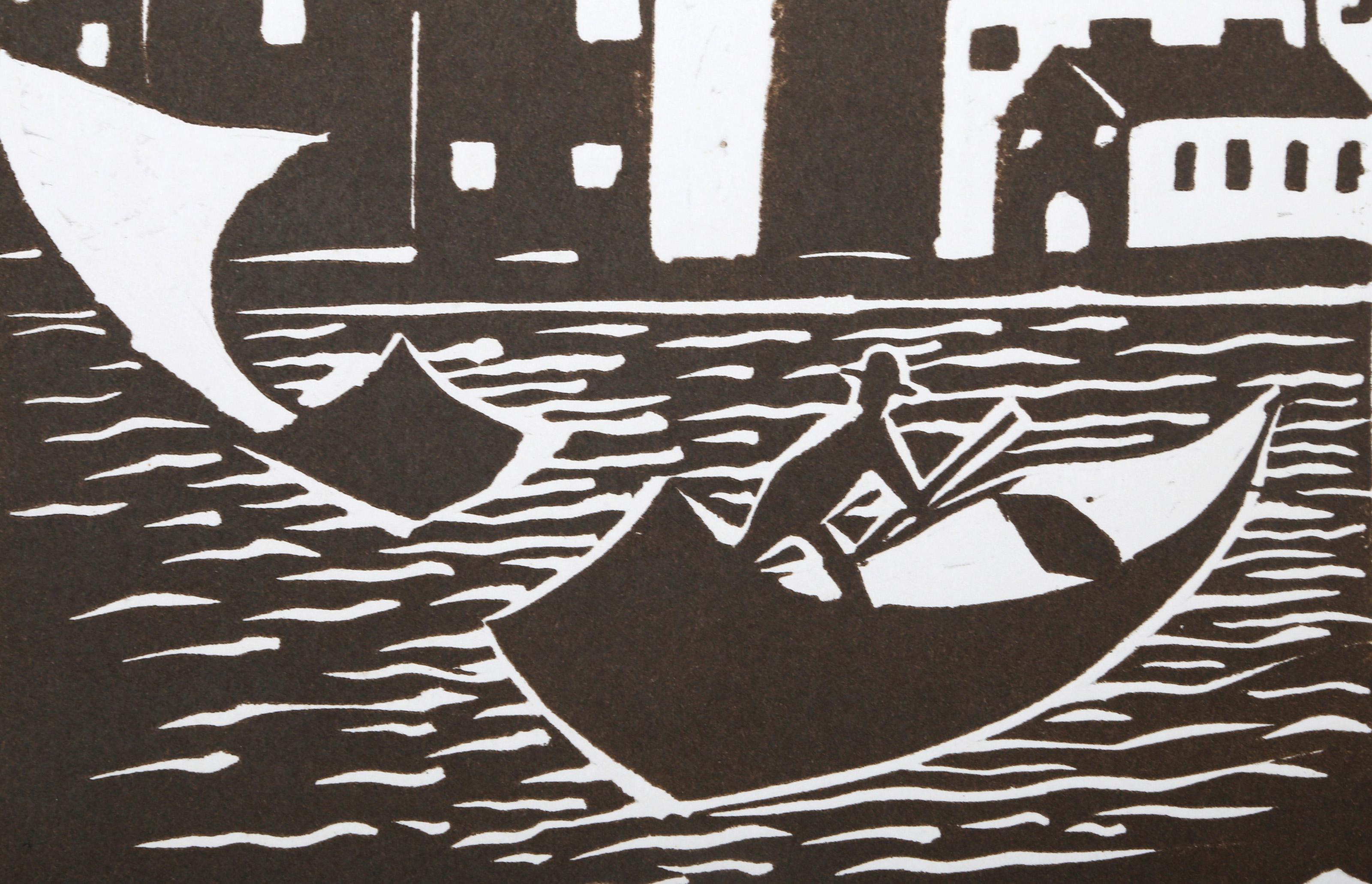 Biagio Civale, Italian/American (1936 - ) - Venetian, Year:  1978, Medium:  Linocut, Signed, numbered, and dated in pencil, Edition:  5/33, Image Size:  7.5 x 7.5 inches, Size:  20 x 14 in. (50.8 x 35.56 cm)