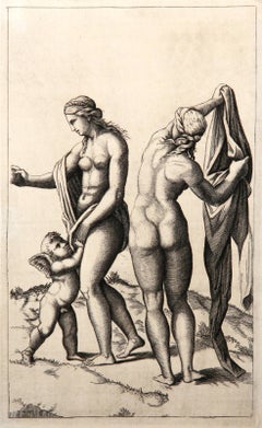 Antique Venus l'Amour et Pallas, Heliogravure by Marco Dente
