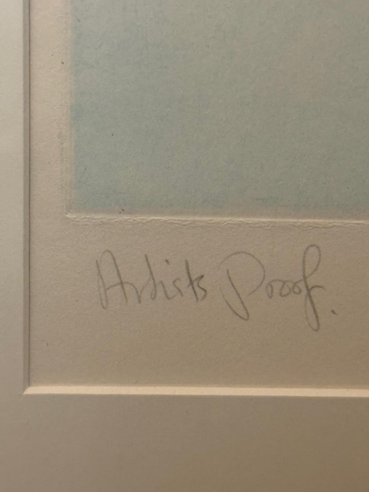 Signed, titled, and marked A.P. in the lower margin

Description
“Vertigo I” is a compelling study of scale, perception, and architectural rhythm. Hamzi’s lattice-like structure curves dramatically across the composition, its repeating geometric