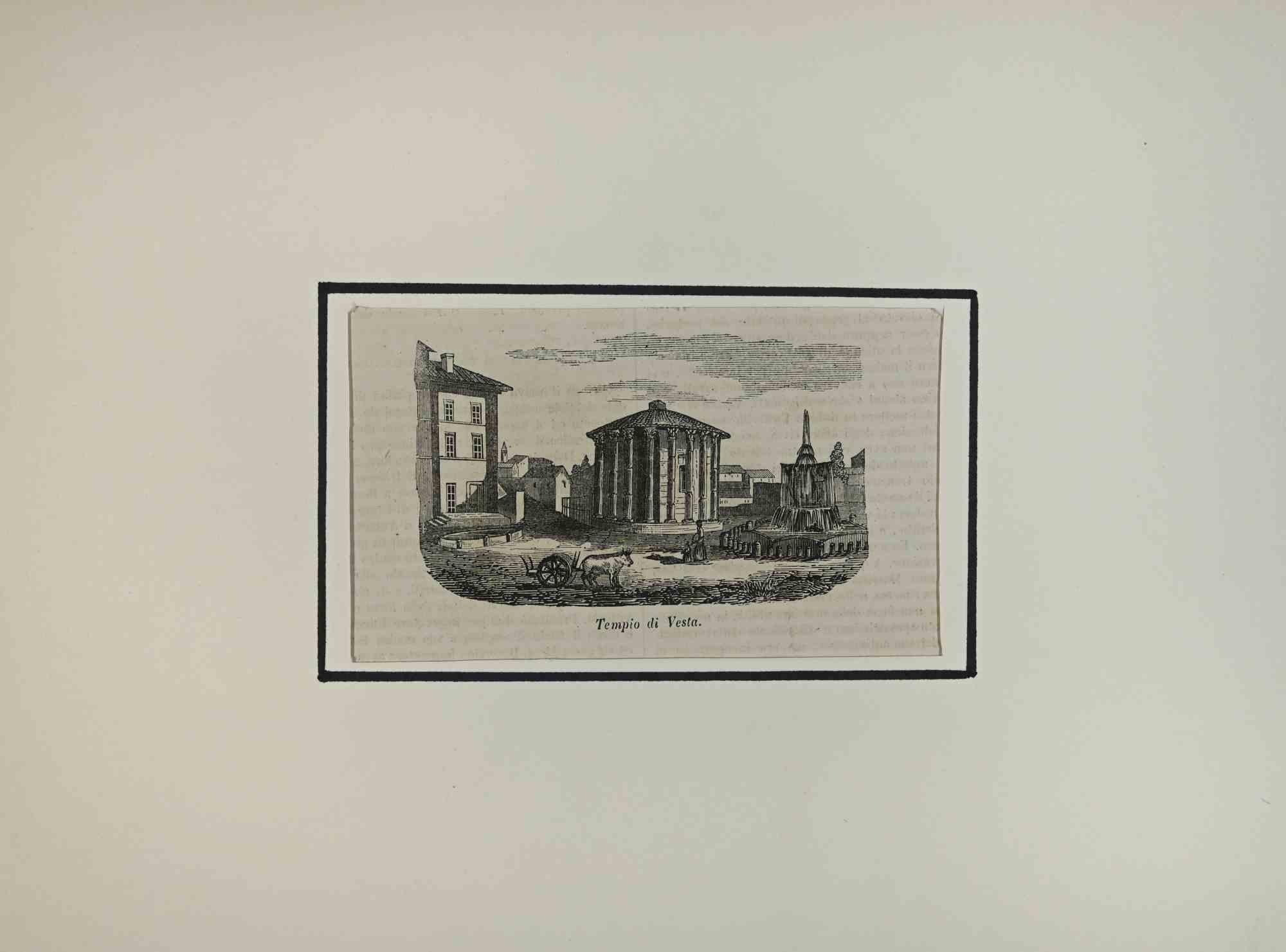 Unknown Figurative Print - Vesta Temple Arch - Lithograph - 1844