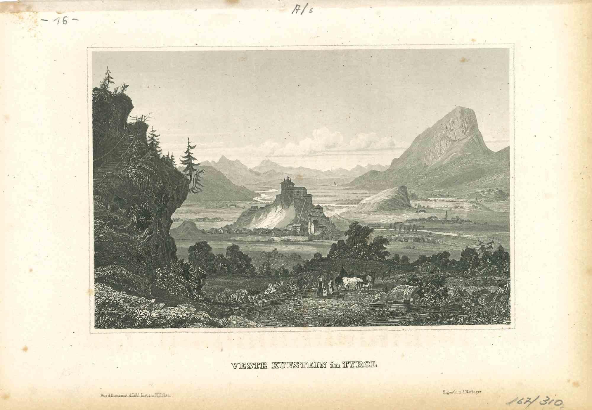 Unknown Landscape Print - Veste Kufstein - Original Lithograph on Paper - Mid-19th Century