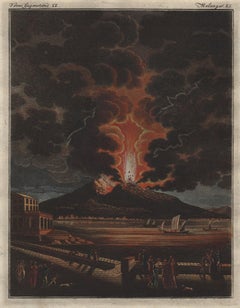 Vesuv, Neapel, Italien. Volcano, Kupferstich mit Original-Handkolorierung, 1815