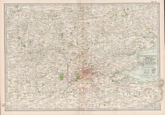 Vicinité de Londres, Angleterre, Royaume-Uni. Carte de l'Atlas du siècle