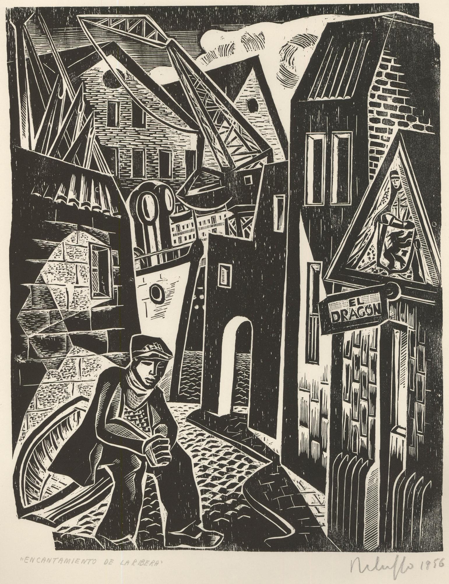 Victor Rebuffo (1903-1983) - 1956 Woodcut, Encantamiento De La Ribera - Print by Unknown