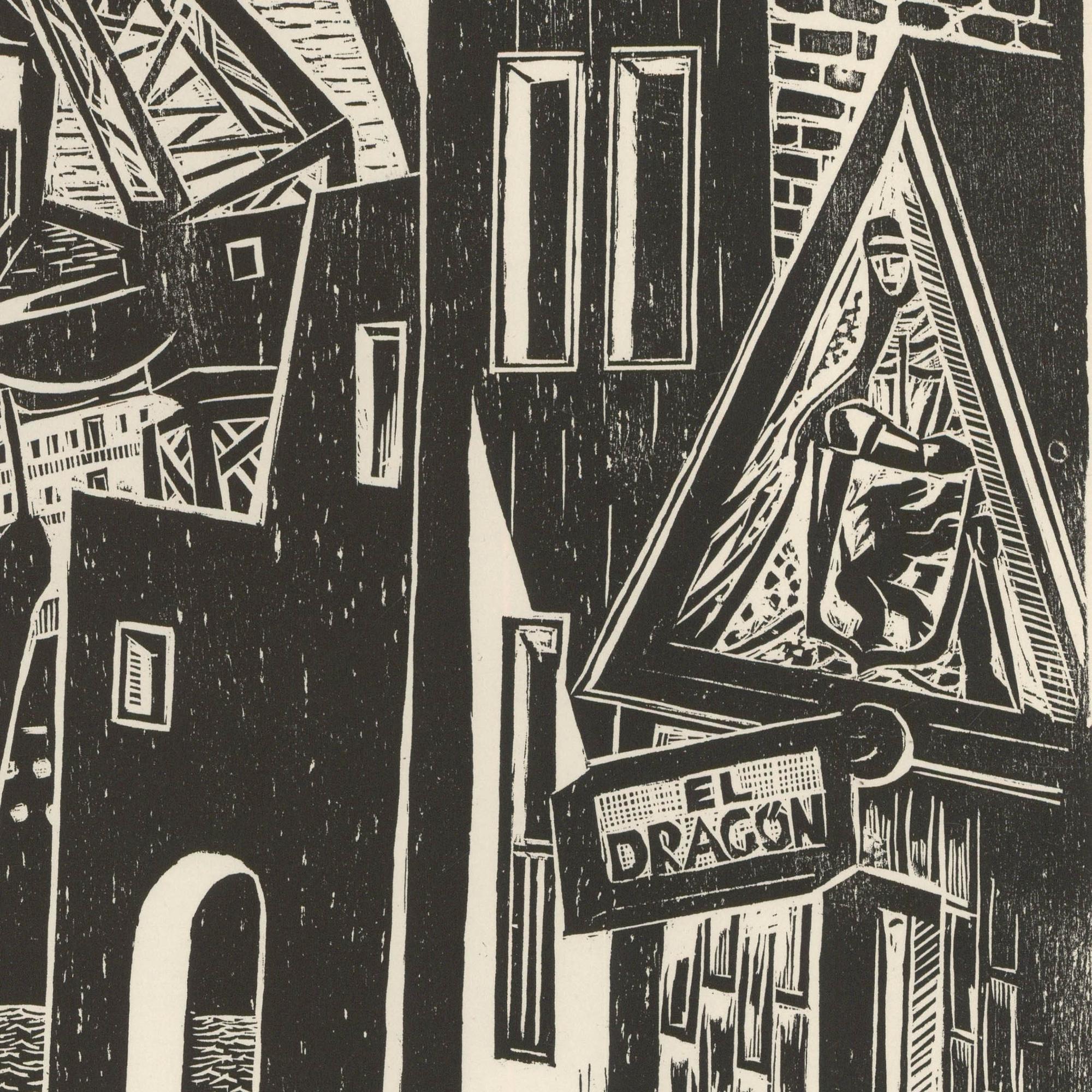 Victor Rebuffo (1903-1983) - 1956 Woodcut, Encantamiento De La Ribera - Beige Landscape Print by Unknown