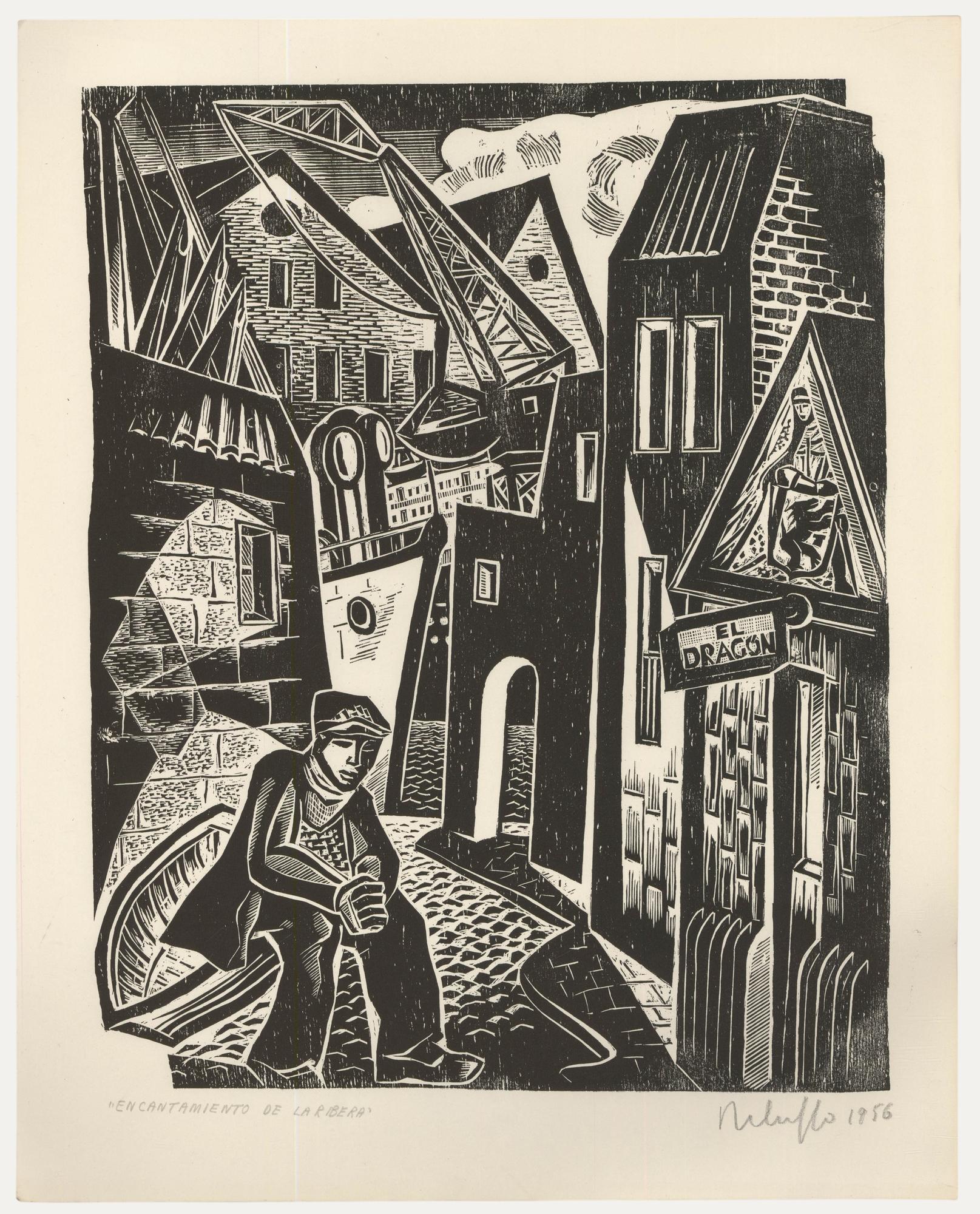 Victor Rebuffo (1903-1983) - 1956 Woodcut, Encantamiento De La Ribera