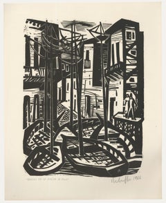 Victor Rebuffo (1903-1983) - 1966 Woodcut, Barcas En La Vuelta De Rocha