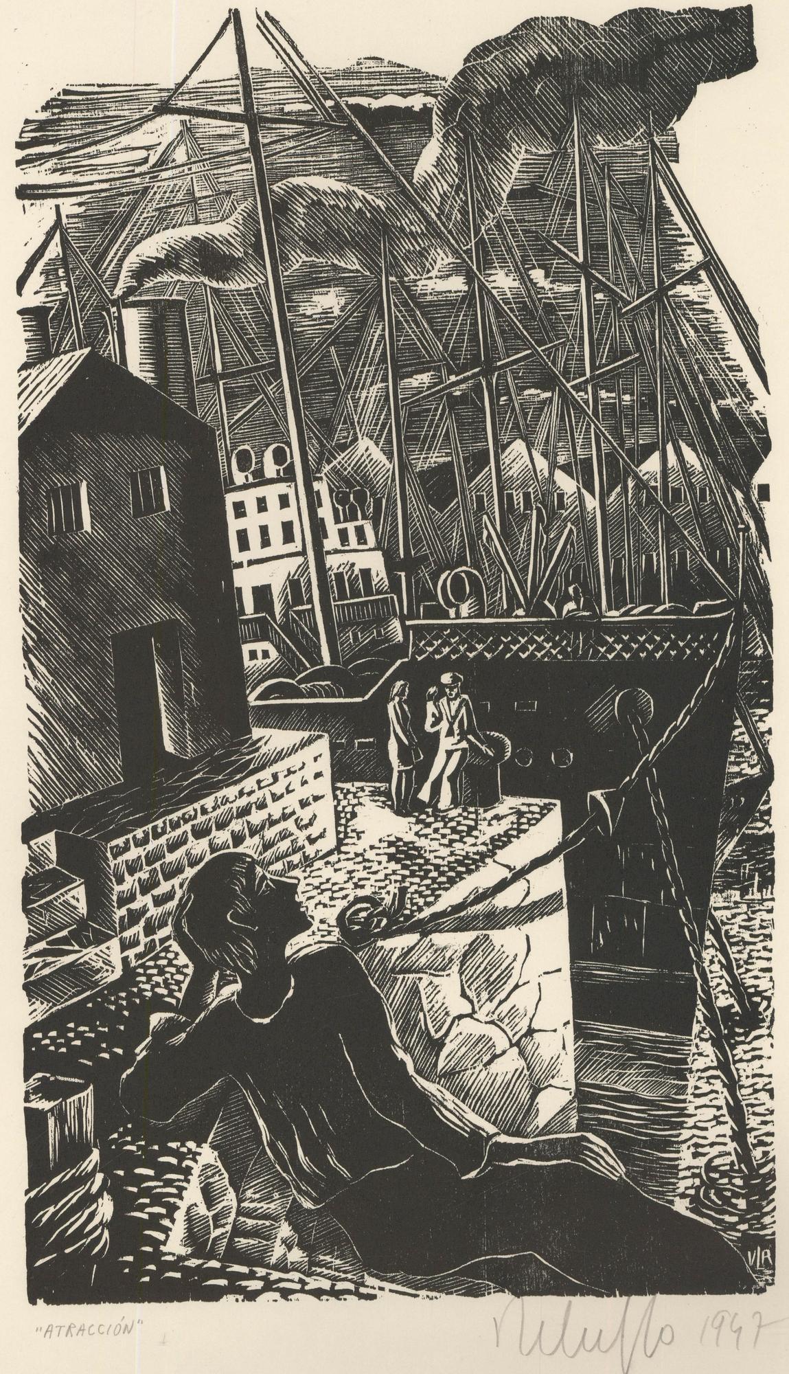Victor Rebuffo (1903-1983) - Mid 20th Century Woodcut, Atraccion - Print by Unknown
