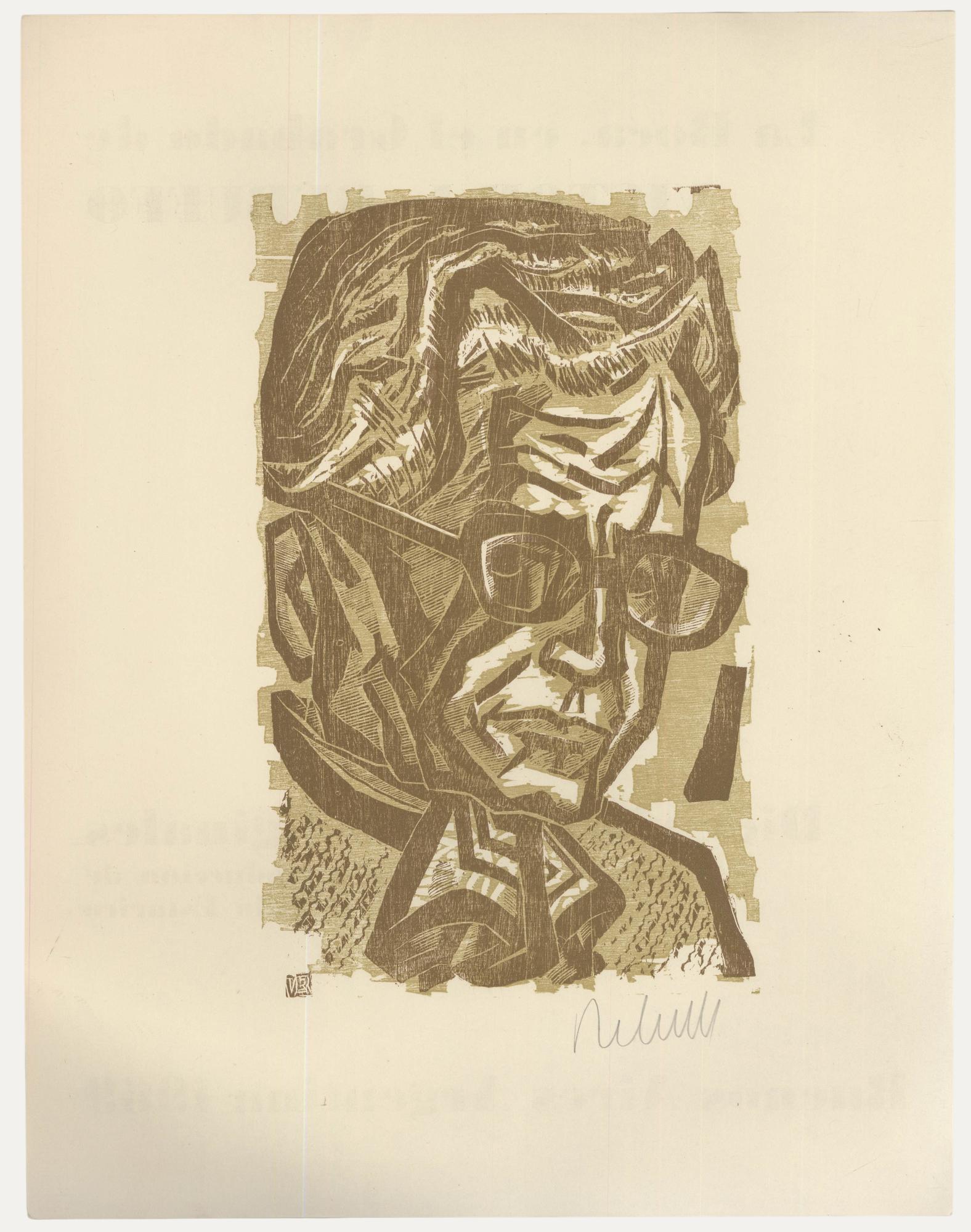 Victor Rebuffo (1903-1983) - Mid 20th Century Woodcut, Autorretrato