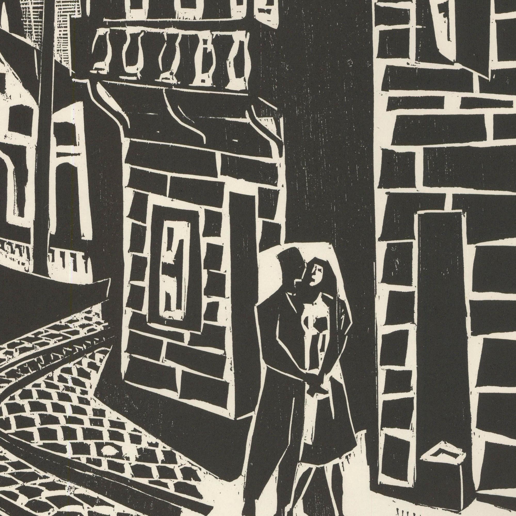 Victor Rebuffo (1903-1983) - Mid 20th Century Woodcut, La Cortada De La Ribera - White Landscape Print by Unknown