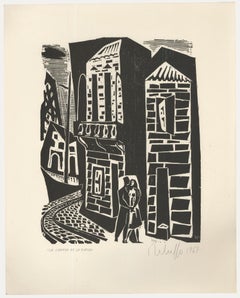 Victor Rebuffo (1903-1983) - Milieu du XXe siècle Gravure sur bois, La Cortada De La Ribera