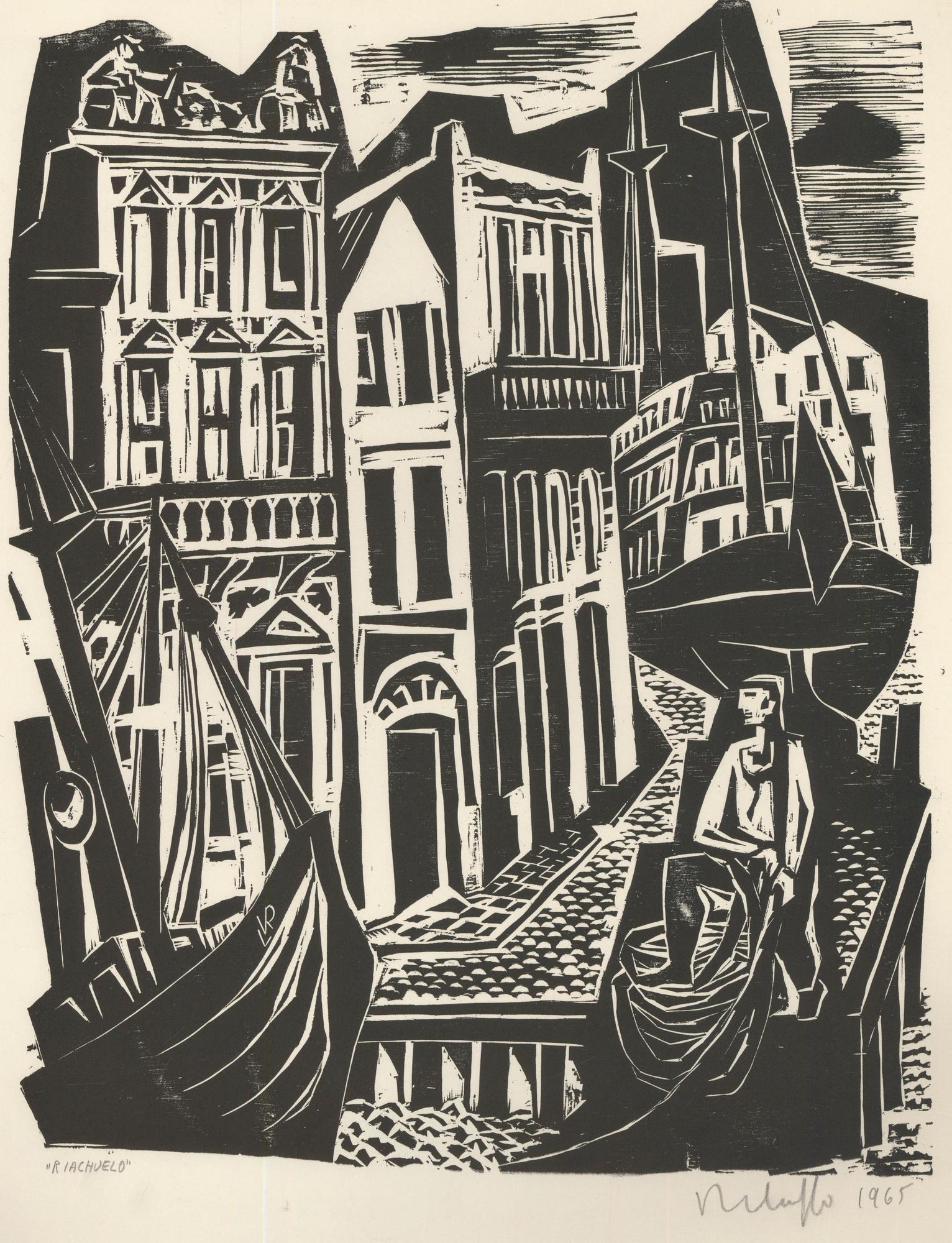 Victor Rebuffo (1903-1983) - Milieu du XXe siècle Gravure sur bois, Riachuelo - Print de Unknown