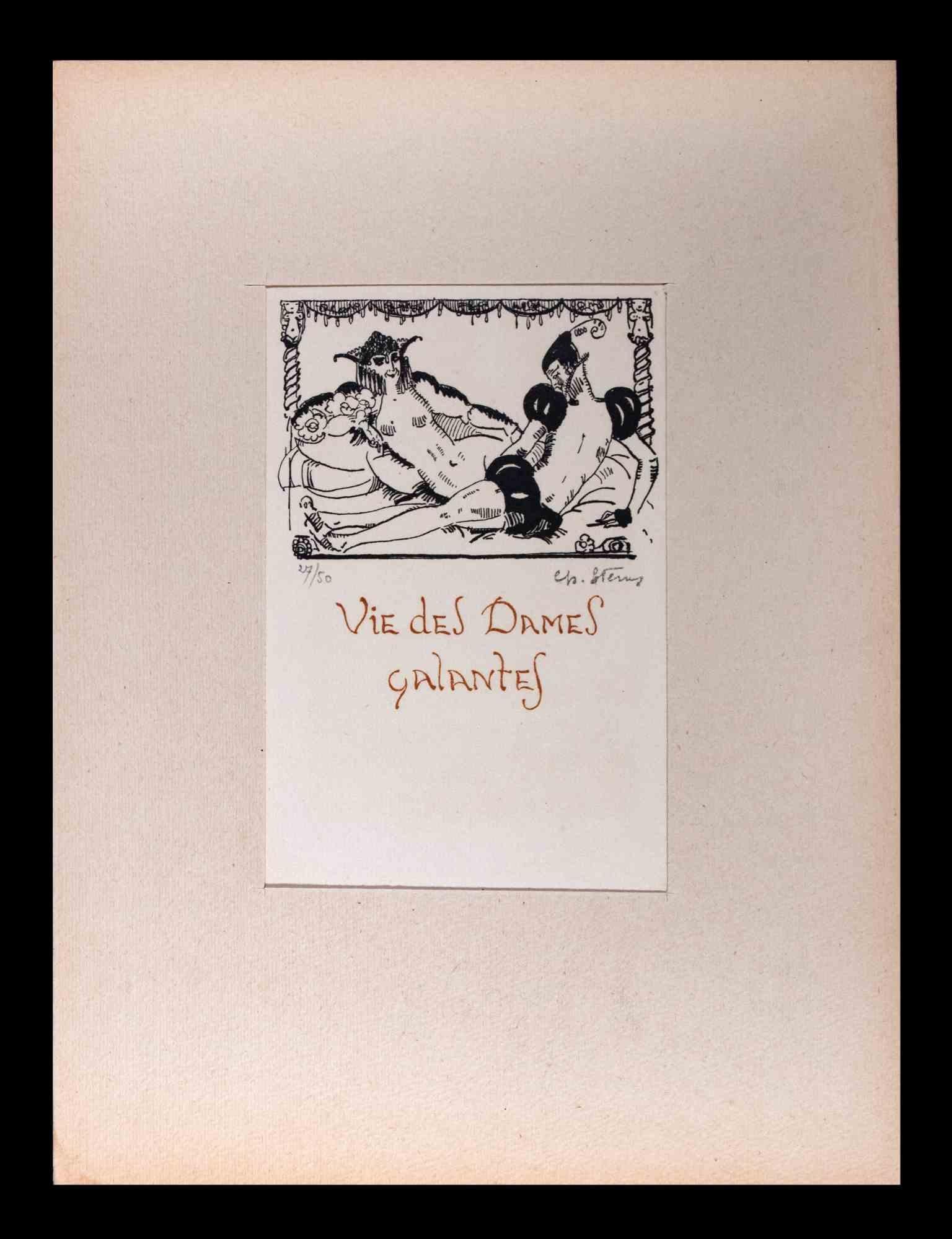 Vie des Dames Galantes –  Burin Druck  - 1910s – Print von Unknown