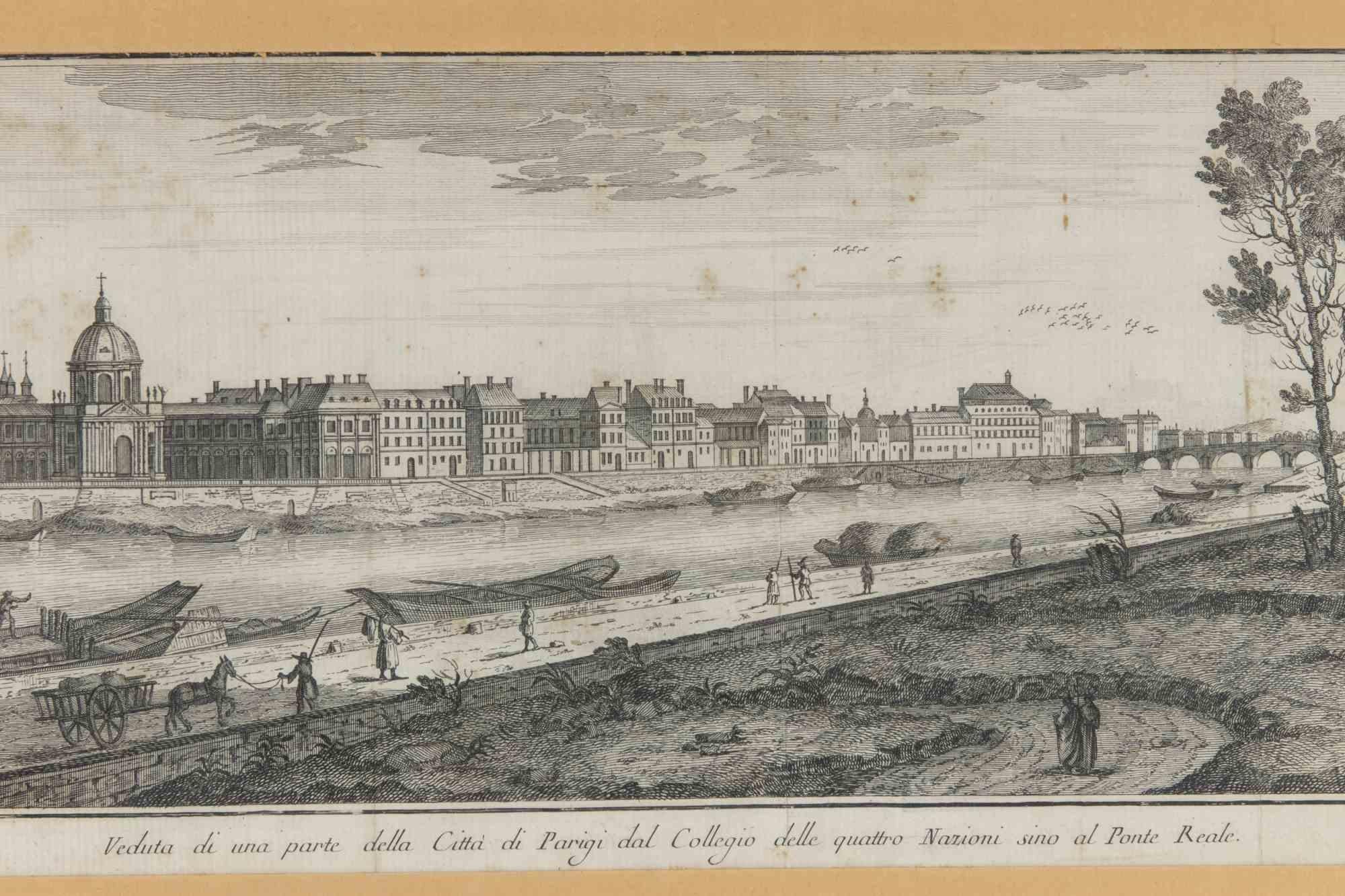 View of a Part of the City of Paris from the College of the... - Etching - 1748 - Print by Unknown