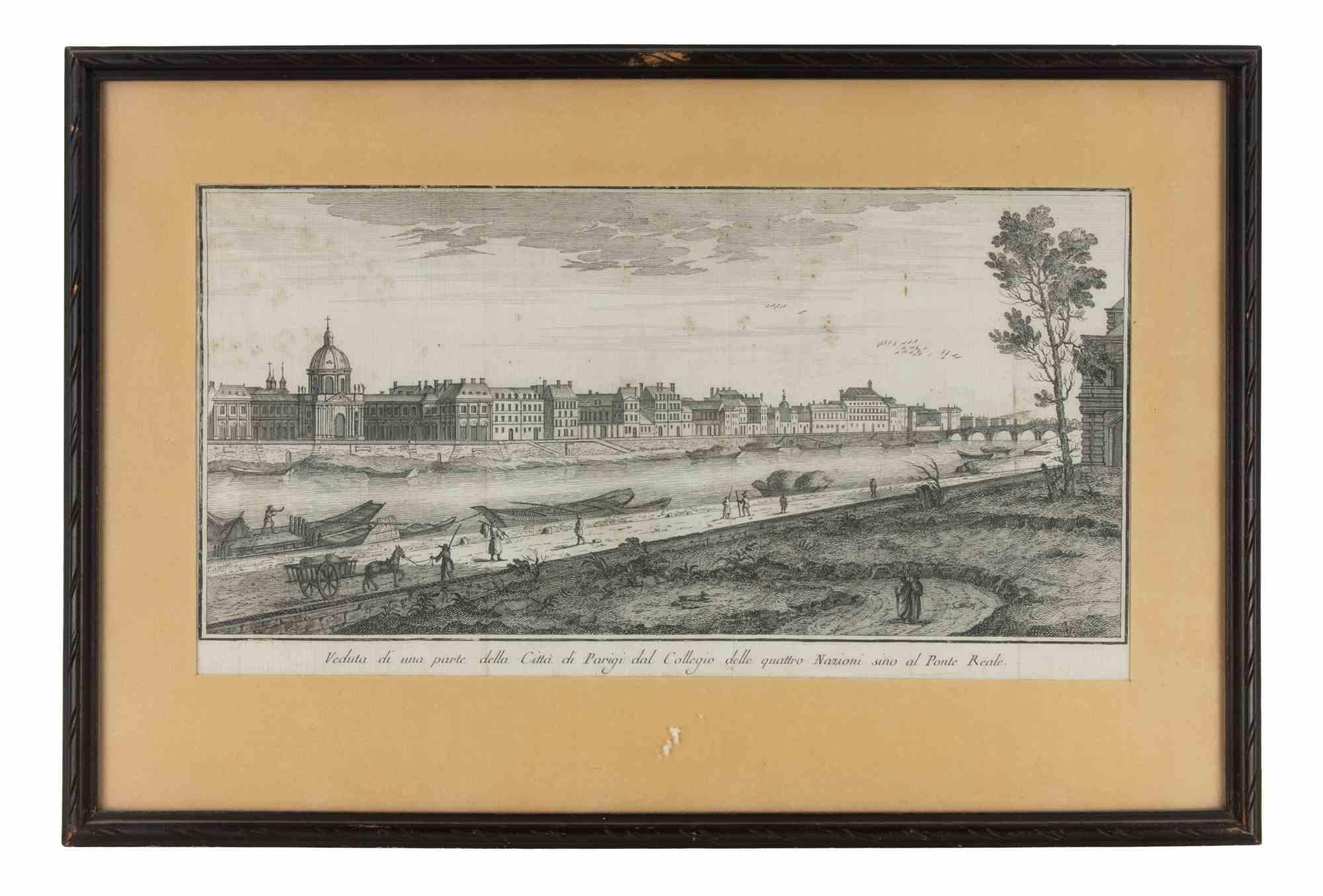 View of a Part of the City of Paris from the College of the... - Etching - 1748