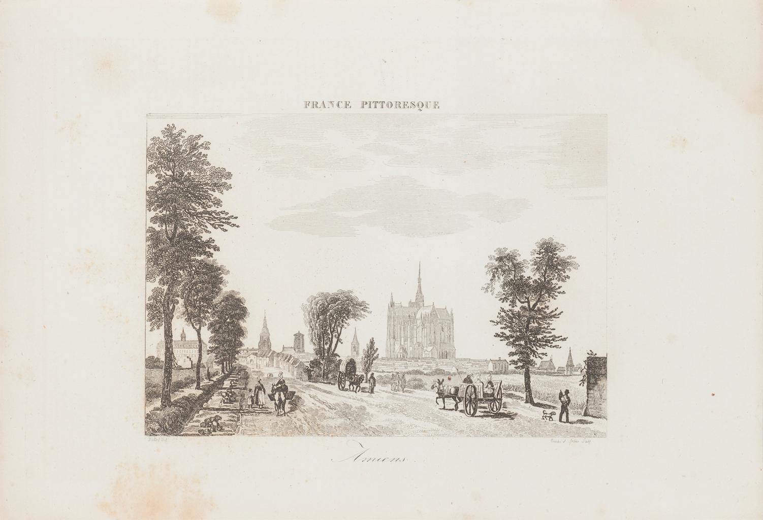 Unknown Figurative Print - View of Amiens - Original Etching - 19th Century
