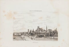 Veduta di Auxerre - Litografia - XIX secolo