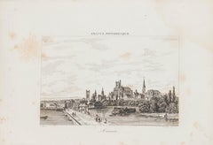 View of Auxerre - Lithograph - 19th Century