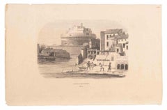 View of Castel Sant'Angelo -  Lithograph - 19th Century