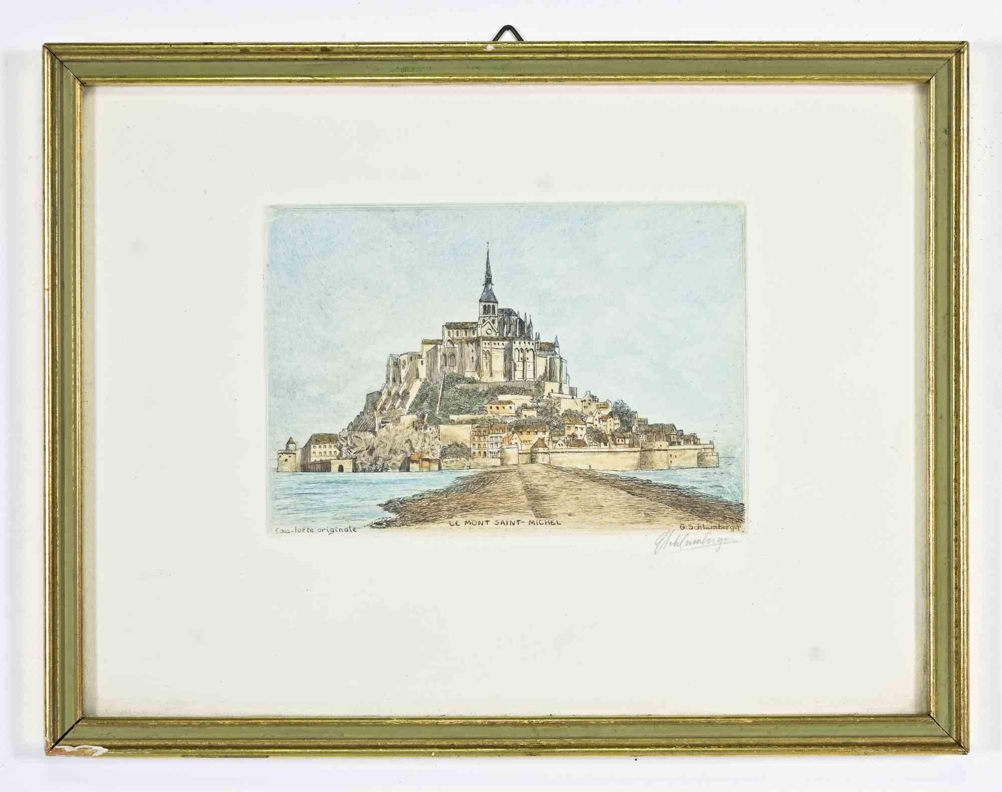 Vue du Mont-Saint-Michel - Gravure - Milieu du XXe siècle