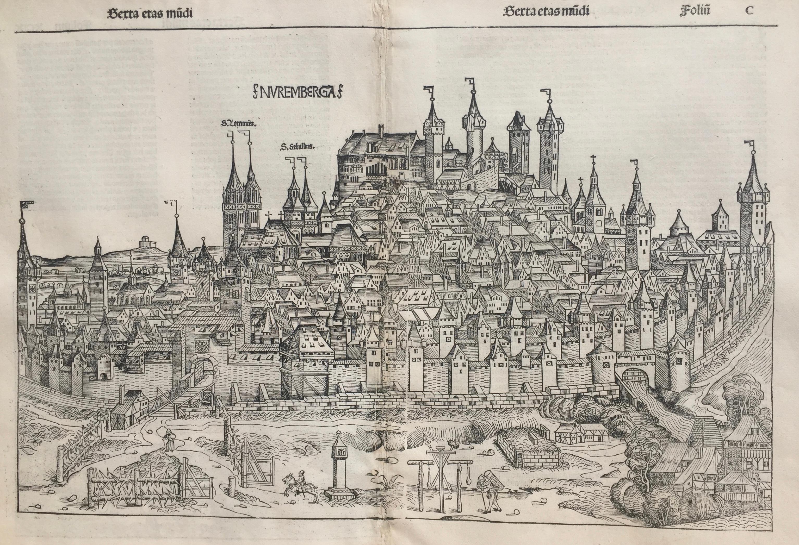View of Nuremberg from Nuremberg Chronicle - 527 years old - Print by Unknown