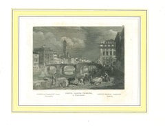 Vista del Ponte Santa Trinita - Impresión litográfica original sobre papel - Siglo XIX
