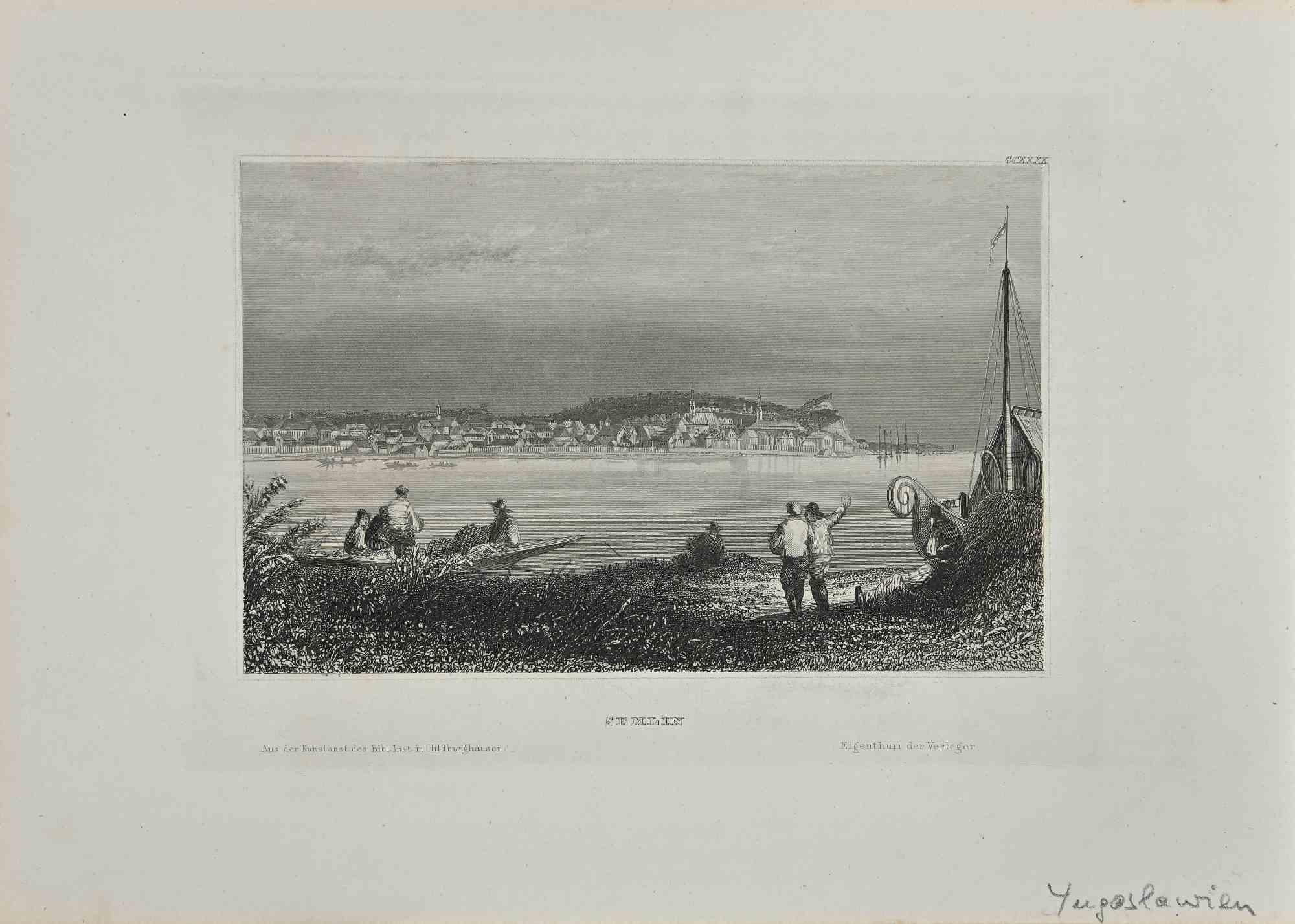 Vue de Semlin - Lithographie originale - 19ème siècle