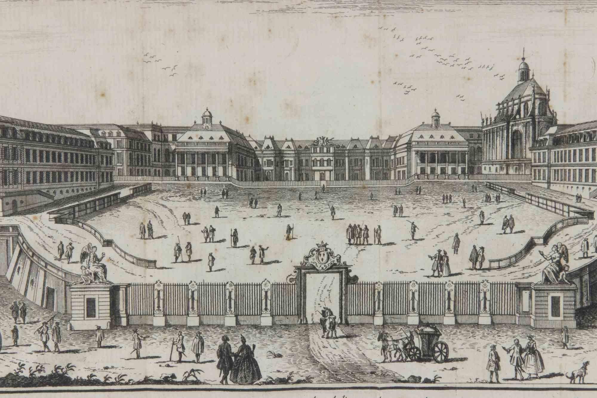 View of the Castle of Versailles - Etching - 1748 - Print by Unknown