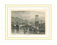 View of Trent - Original Lithograph on Paper - 19th Century