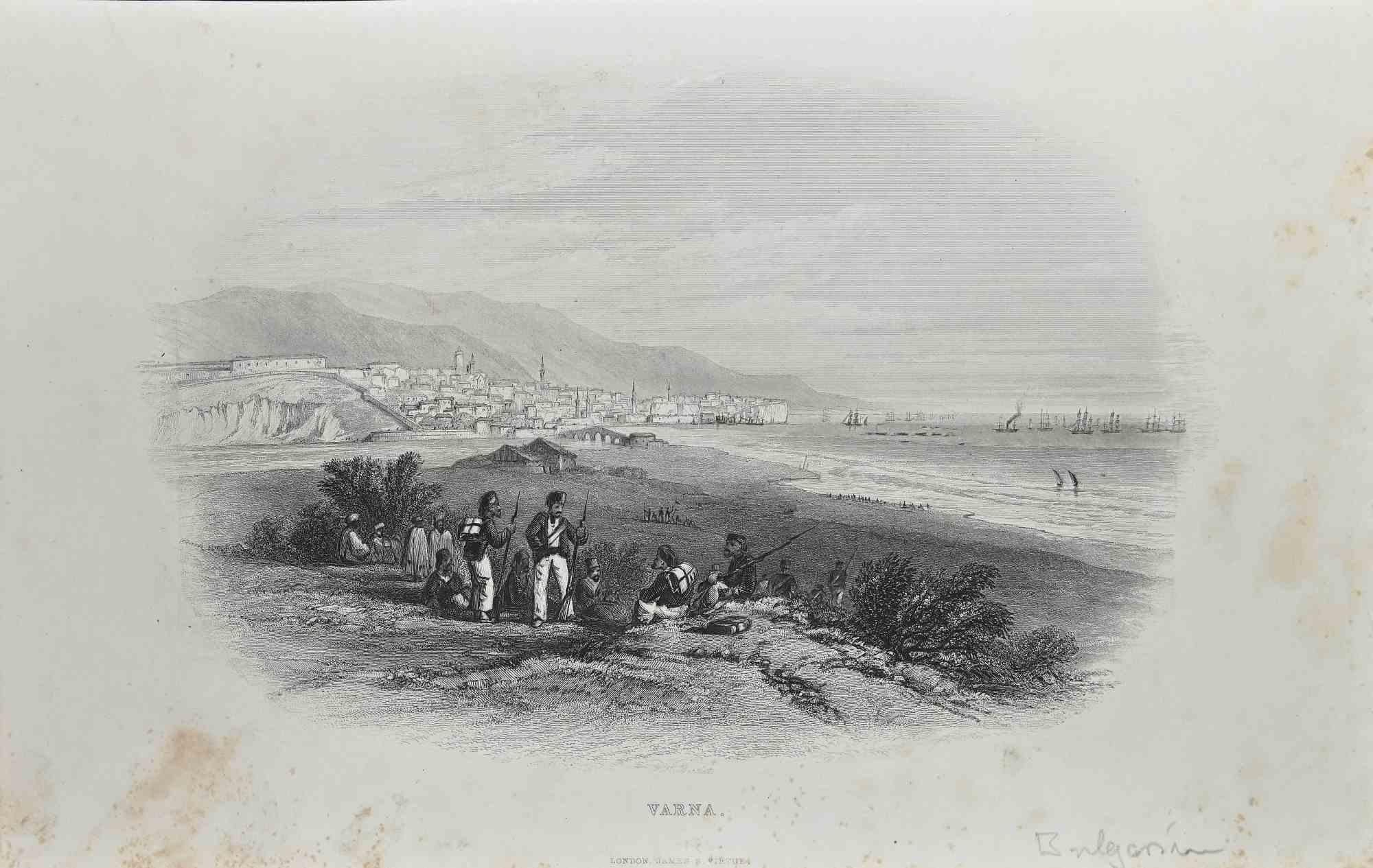 Figurative Print Unknown - Vue de Varna - Lithographie originale - 19ème siècle