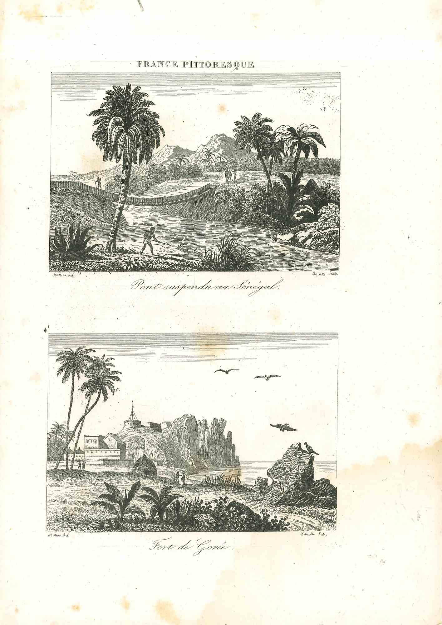 Vues du Senegal - Lithographie originale - XIXe siècle