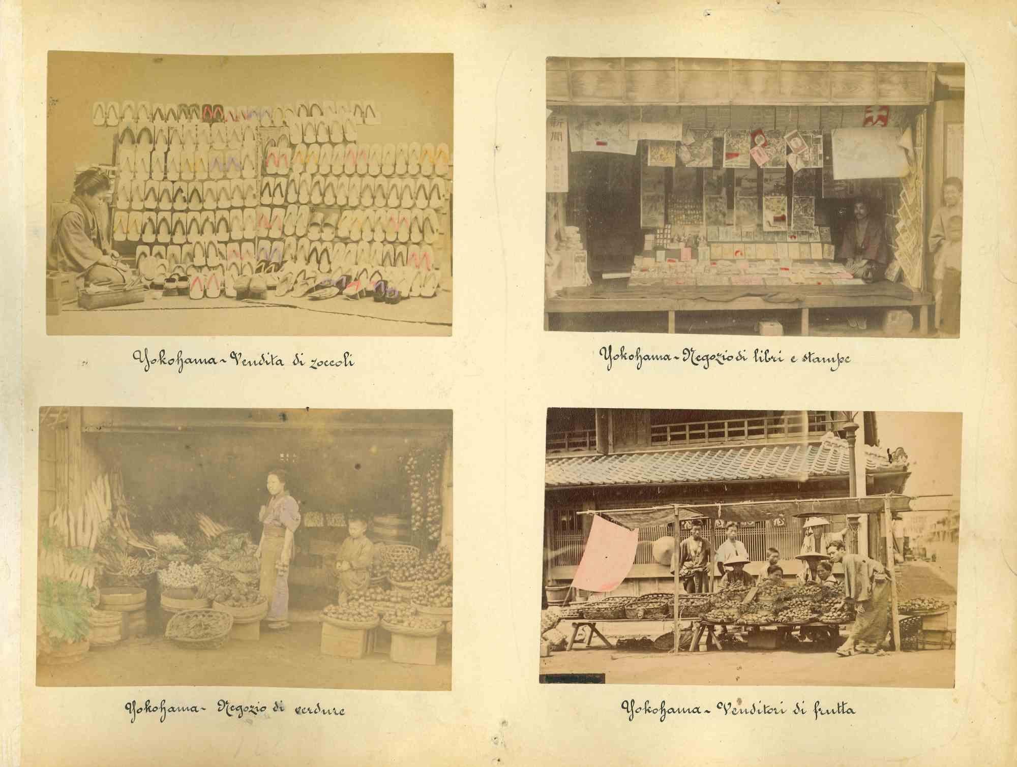 Vues de Yokohama - Impression albumen vintage - années 1890