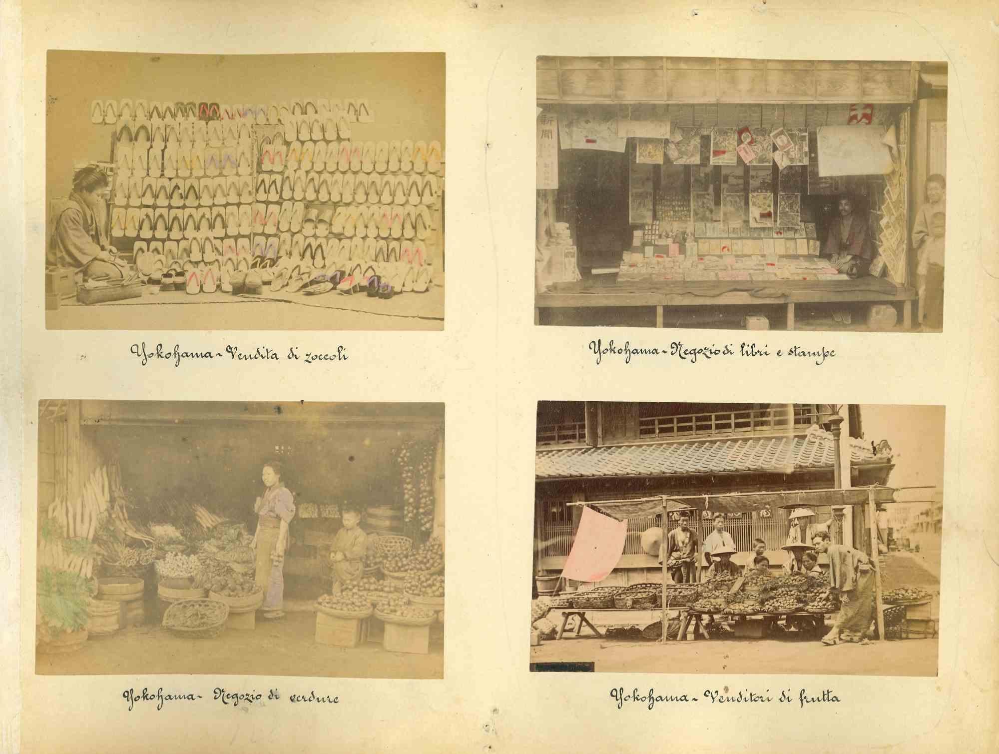 Landscape Print di Unknown - Vedute di Yokohama - Stampa all'albumina d'epoca - 1890