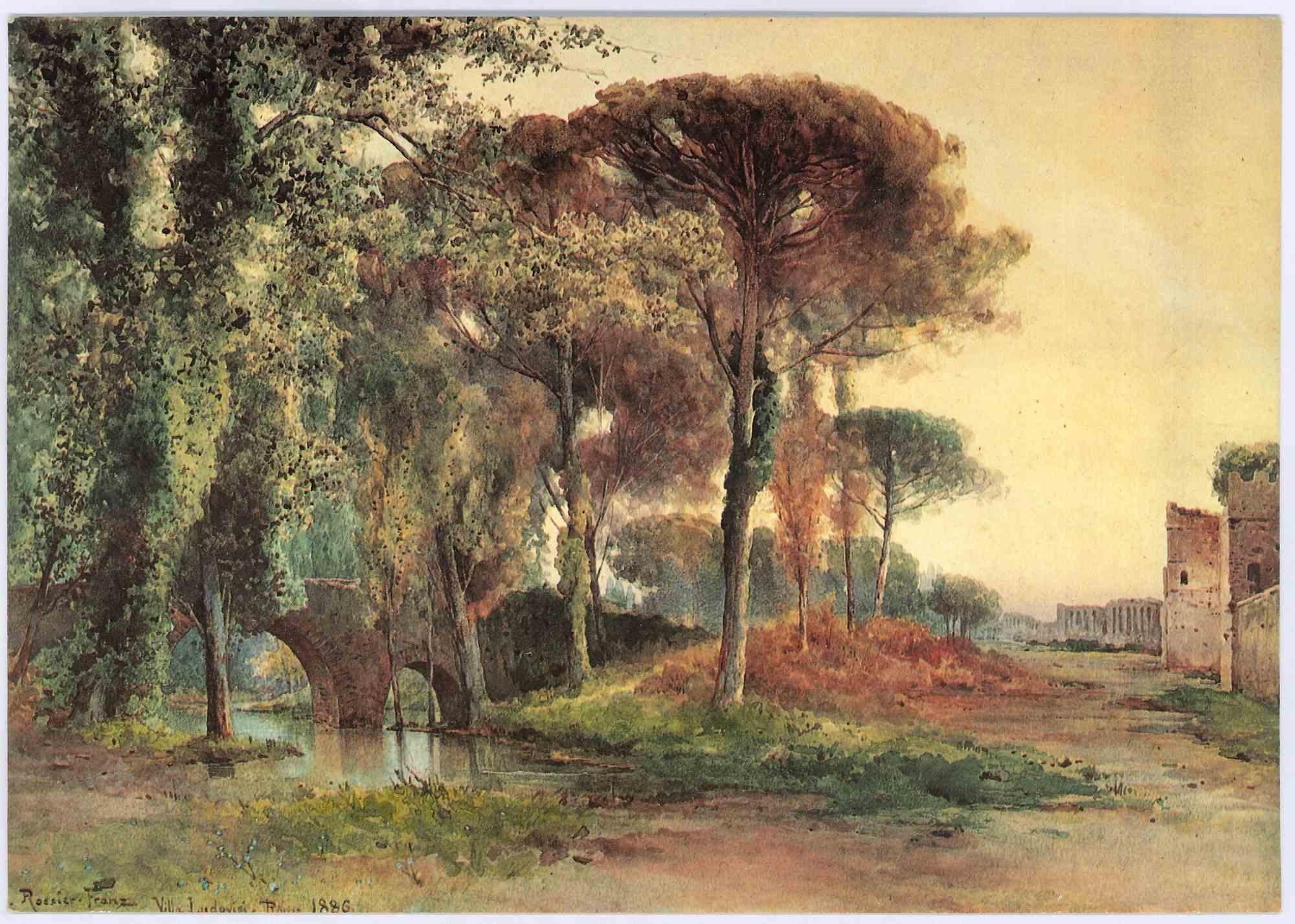 Landscape Print Unknown - Villa Ludovisi - Postcard vintage, années 1980