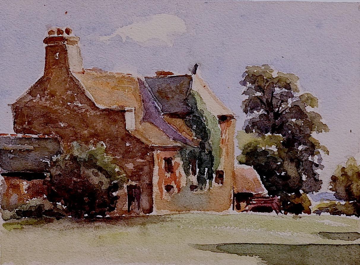 Village House - Original Ink and Watercolor - 1890 ca.
