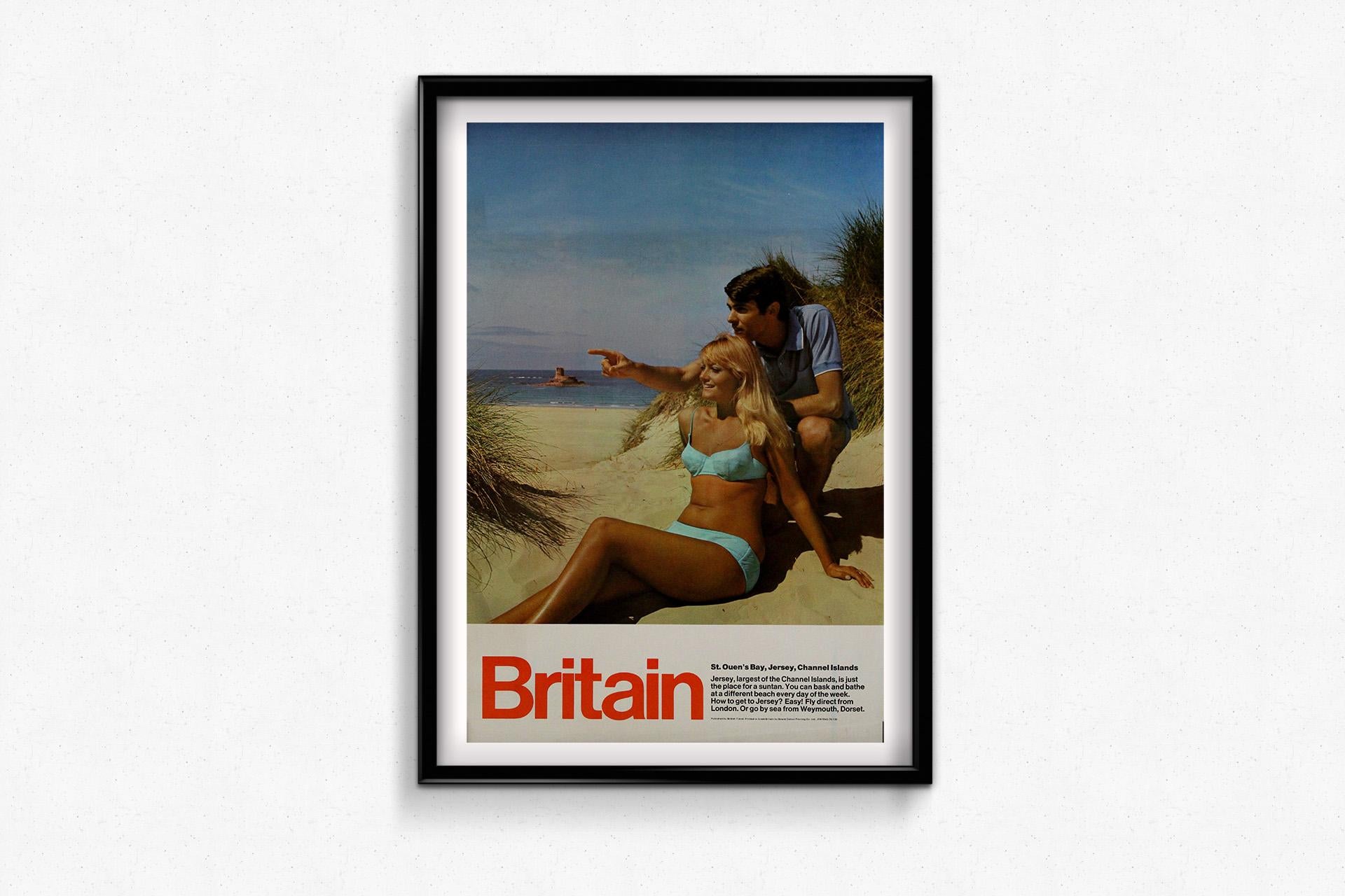 vintage 1970s British travel poster St. Ouen’s Bay in Jersey, Channel Islands im Angebot 2