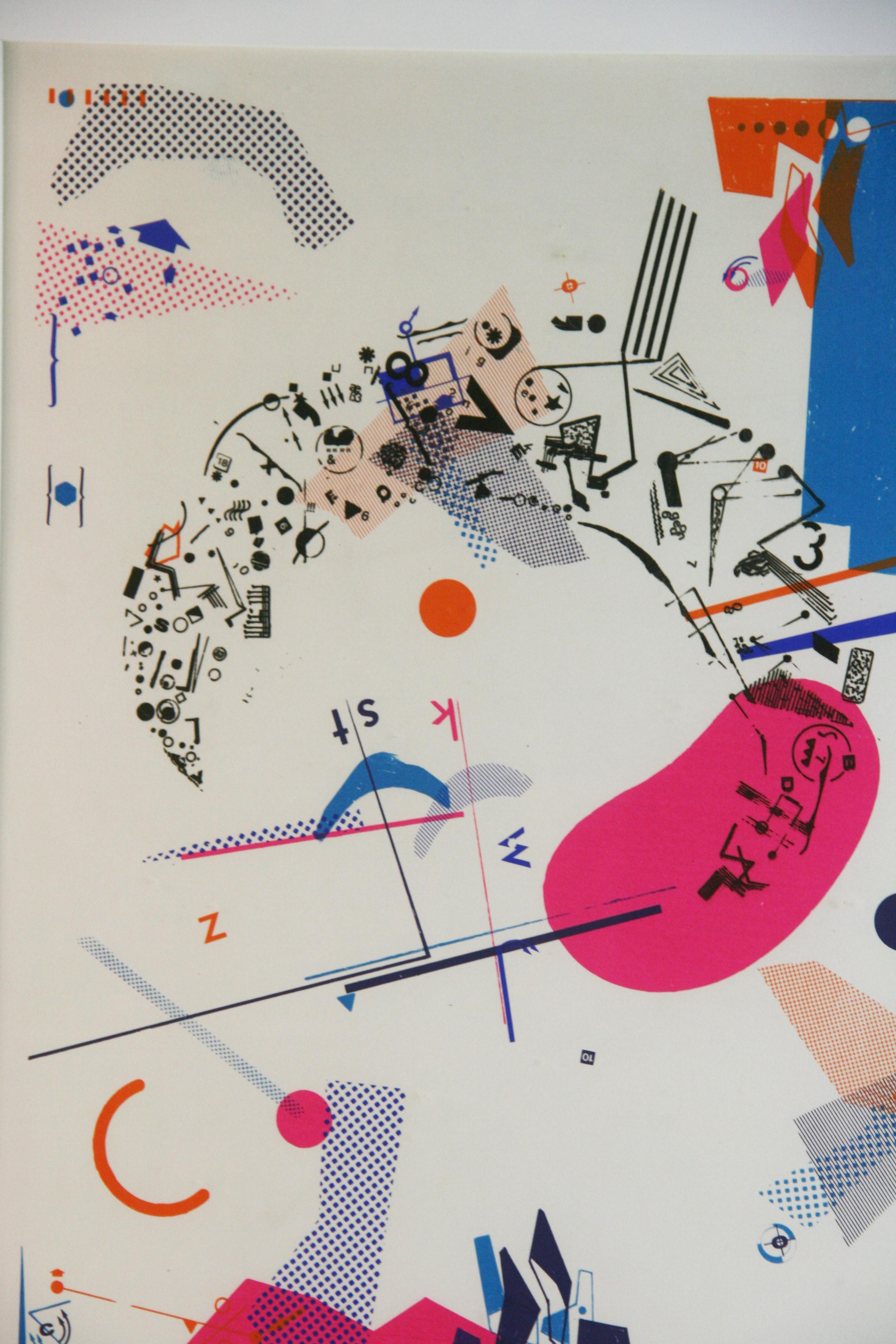 Lithographie d'origine américaine moderniste abstraite encadrée, signée en vente 1